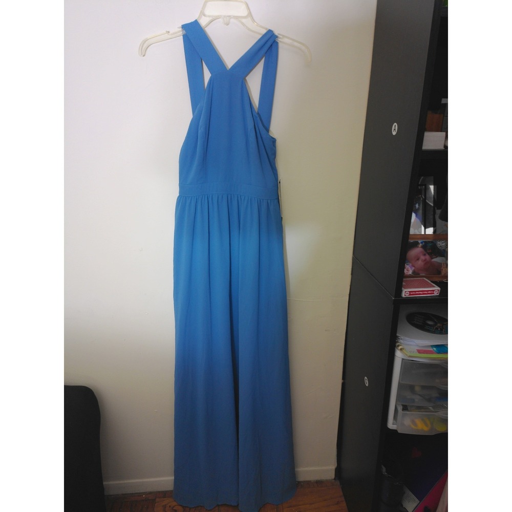 Lulus Maxi Dress Women XS Blue V-Neck cross Back Elegant Formal Wedding Gala